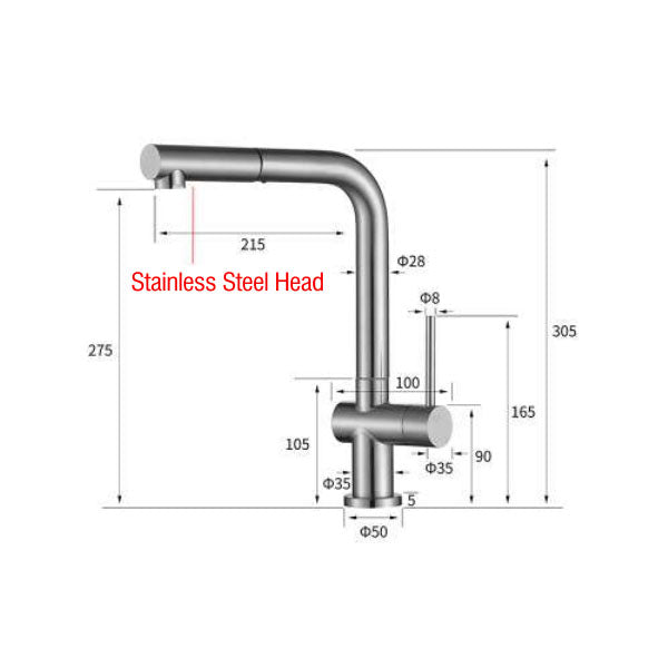 ZAFFIRO PT-524SS PULL OUT KITCHEN TAP