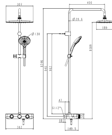 American standard EasySET FFAS4955-701500BC0 shower set
