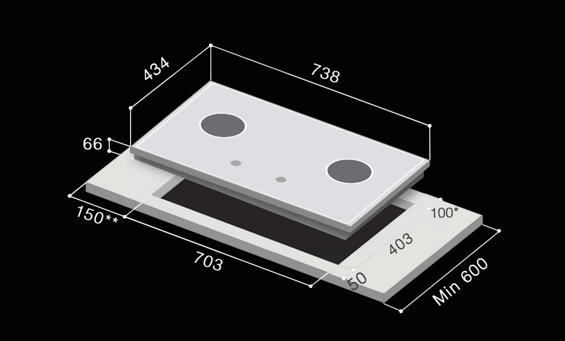 RINNAI RB-2CGN 2 INNER BURNER HOB