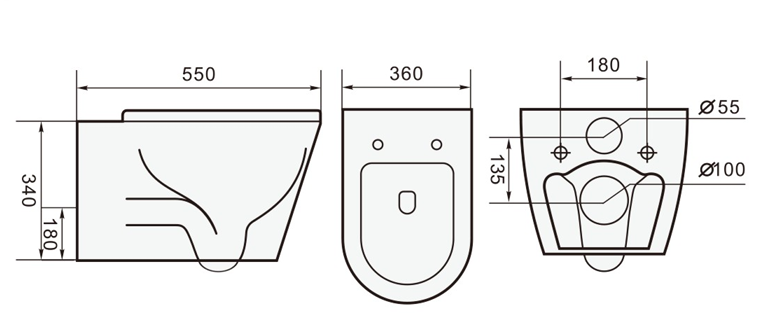 Magnum M907 Gray Wall Hung Toilet Bowl