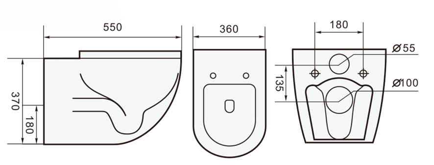 Magnum M905 Black Wall Hung Toilet Bowl
