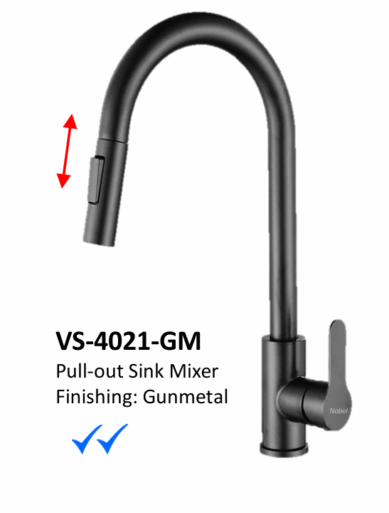 Nobel 4021-GM Mixer Pull Out Kitchen Tap