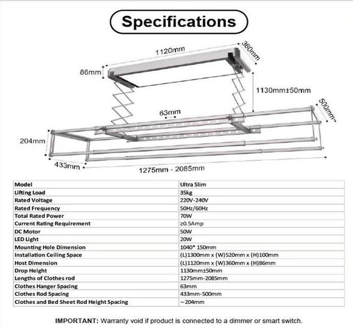 EFENZ Smart Ultra Slim Laundry Drying Rack System