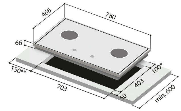 RINNAI RB-2Si 2 INNER BURNER HOB