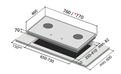 RINNAI RB-73TS 3 BURNER HOB