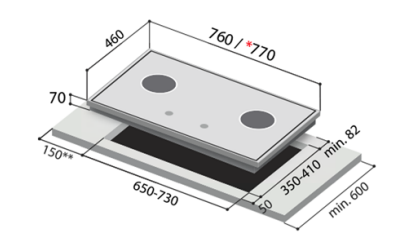 RINNAI RB-73TG 3 BURNER HOB