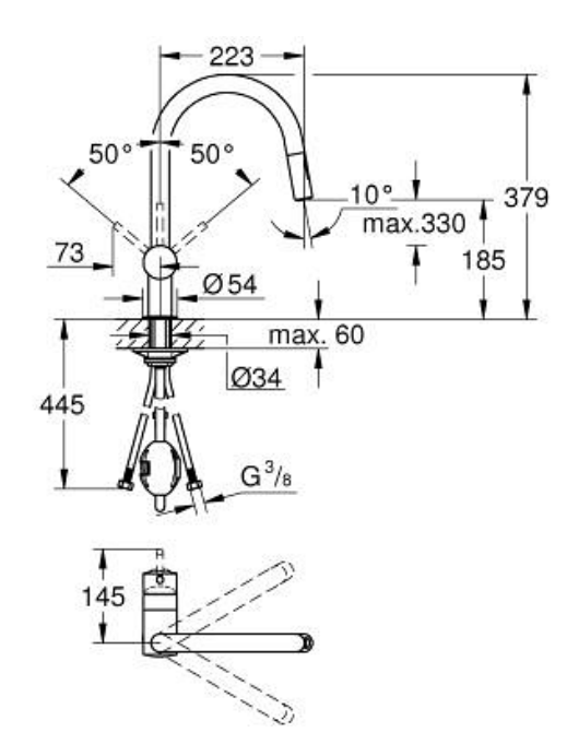 Grohe 32321AL2 Minta C-Spout Pull-Out Sink Mixer