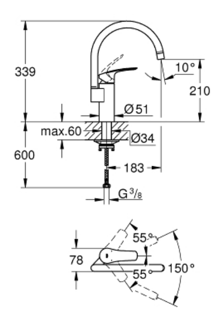 Grohe 33202003 Eurosmart Sink Mixer