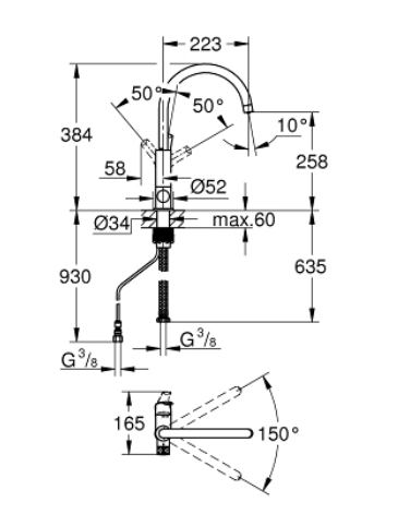 Grohe 31722000 Blue Pure Eurosmart Sink Mixer