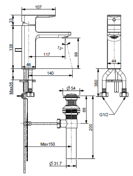 American Standard FFAS1301-101440BF0 Acacia E Basin Mixer (Matt Black)