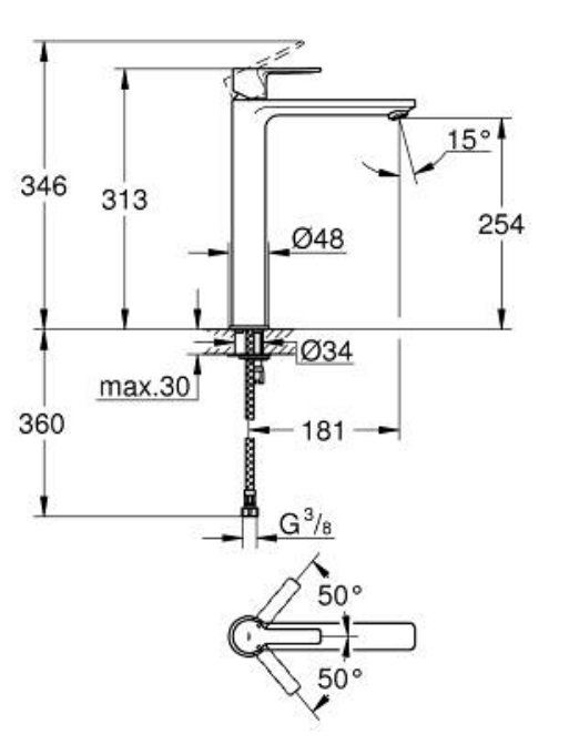 Grohe 23405AL1 Lineare Basin Mixer XL-Size