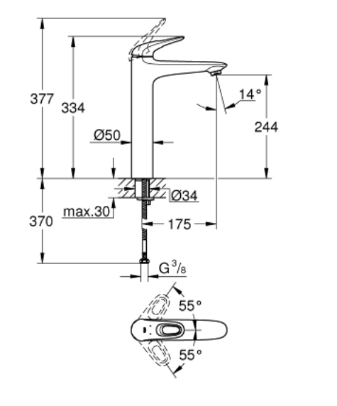 Grohe 23570003 Eurostyle Basin Mixer XL-Size