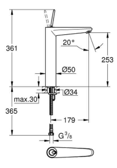 Grohe 23428000 Eurodisc Basin Mixer XL-Size
