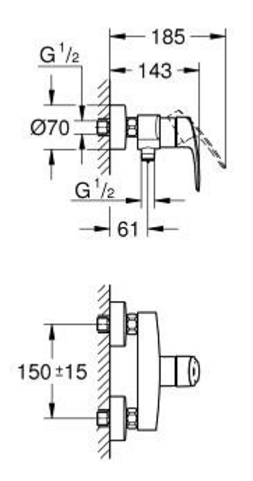 Grohe 33555003 Eurosmart shower mixer