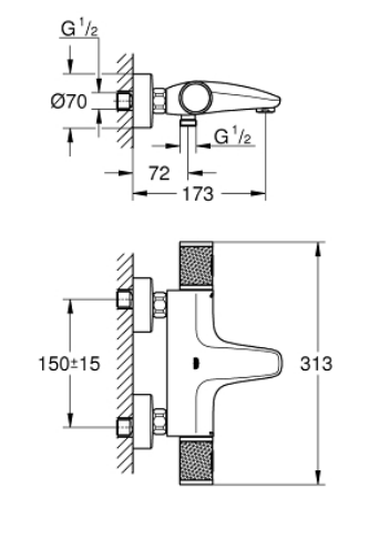 Grohe 34830000 Grohtherm 1000 Performance Thermosts Shower Mixer