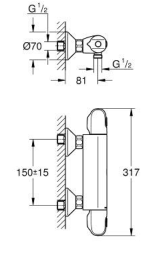 Grohe 34814003 Grohtherm 1000 Thermosts Shower Mixer