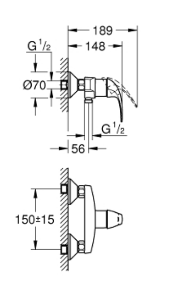 Grohe 23631000 Baucurve Shower Mixer