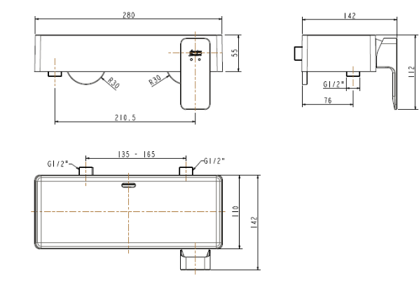 American Standard FFAS1312-702500BF0 Acacia Evolution Exposed Shower Mixer