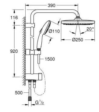 Grohe 26675001 Tempesta 250 Shower System