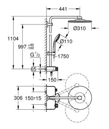 Grohe 26507AL0 Euphoria Smartcontrol System 310 Shower System With Thermostat For Wall Mounting
