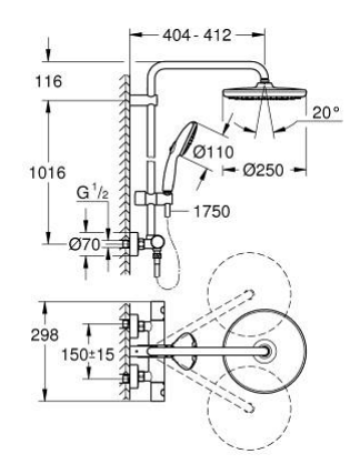 Grohe 26670001 Tempesta 250 shower system