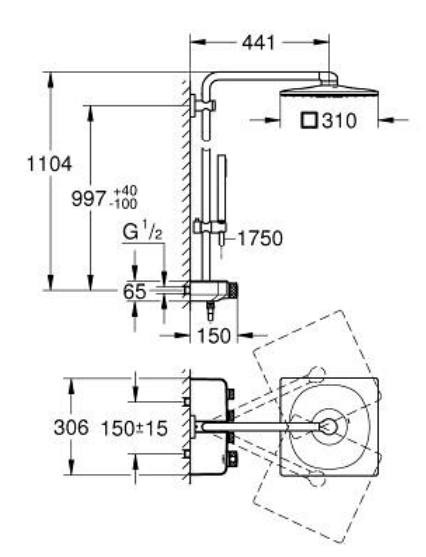 Grohe 26508DL0 Euphoria Smartcontrol System 310 Cube Shower System