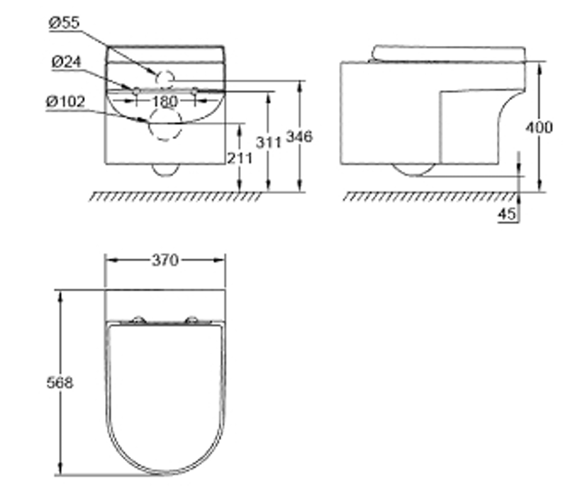 Grohe G- 39296000 Eurocosmo Wall Hung Toilet Bowl