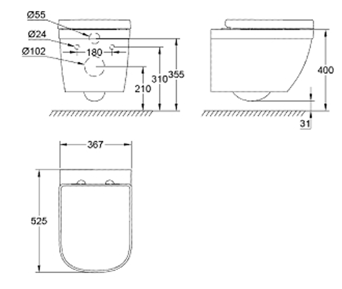 Grohe G- 39205000 Eurosmart Wall Hung Toilet Bowl