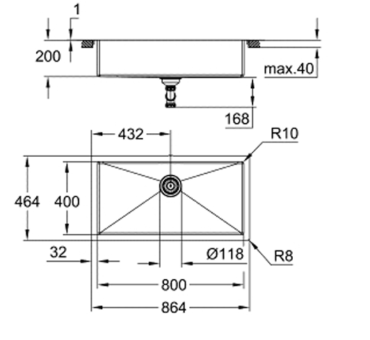 Grohe K700 86CM SUS304 Undermount Sink (31580SD1)