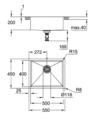 Grohe K700U 55CM SUS304 Undermount Sink (31574SD1)