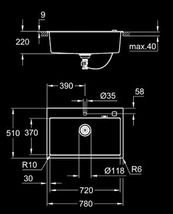 Grohe K700 78CM Top Mount Sink (31652AP0)