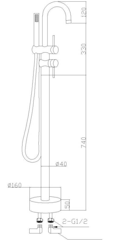 Aalto 1005 Series Single-Lever floor-mounted bath-shower mixer