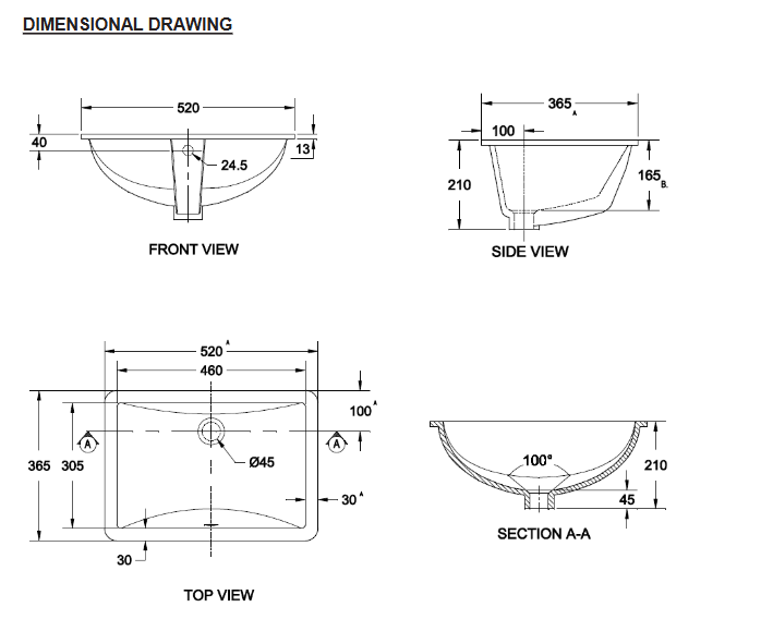 American standard 52cm Undermount Basin (CL0474I-6DACTLU)