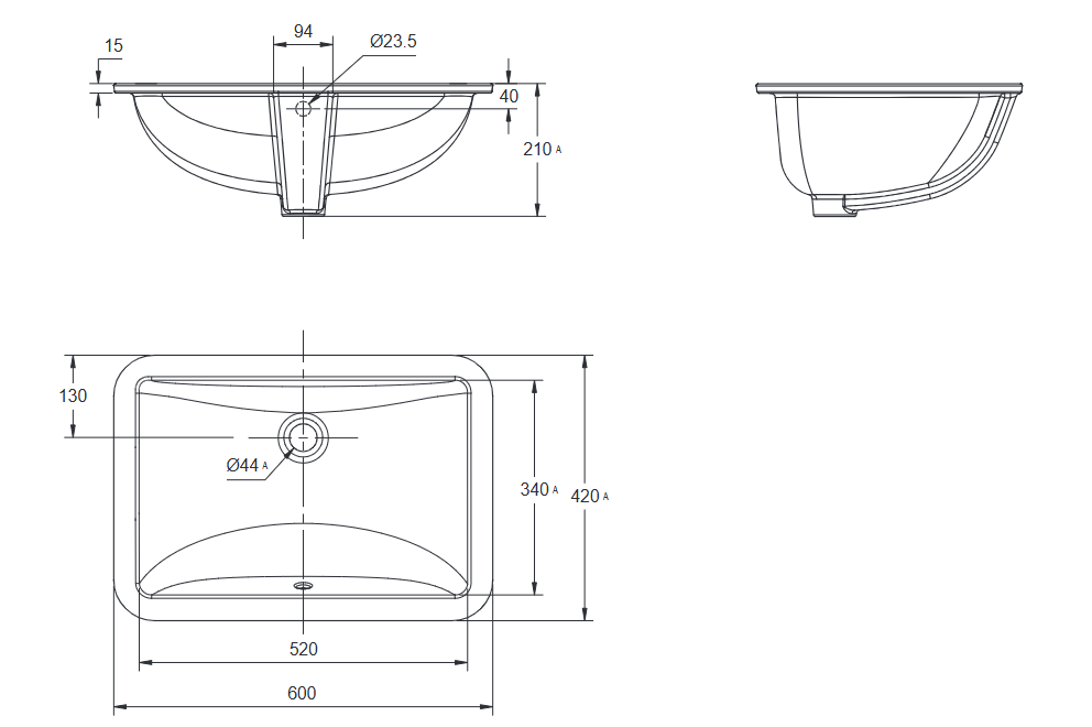 American standard 60cm Undermount Basin (CCAS0440-1000410F0)