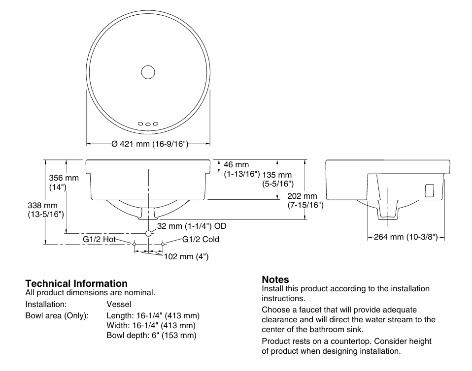 Kohler K-97013T-0 Chalice Undermount Basin (42cm)