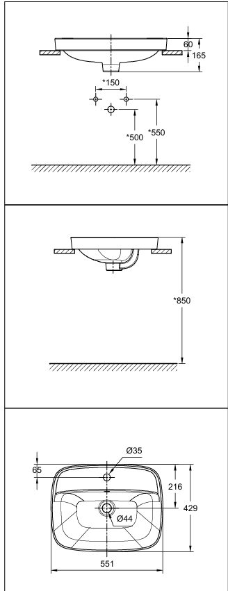 American Standard CCAS0420-1010410F0 Signature Basin (55cm)