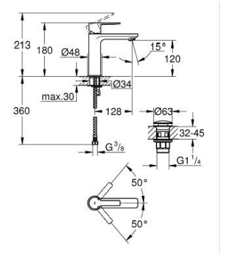 Grohe Lineare Basin Mixer S-Size 23106AL1 (Brushed Hard Graphite)