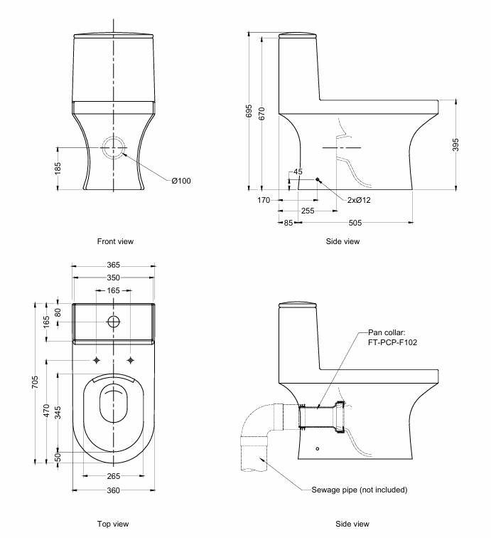 Rigel 8007FA One-Piece Toilet Bowl (Washdown Flush)
