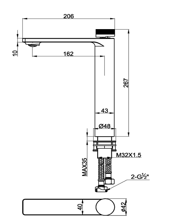 Vera EM.1512MRG Tall Mixer Tap