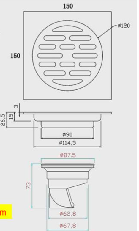 Zaffiro PFT-2402SS Floor Trap (6inch)