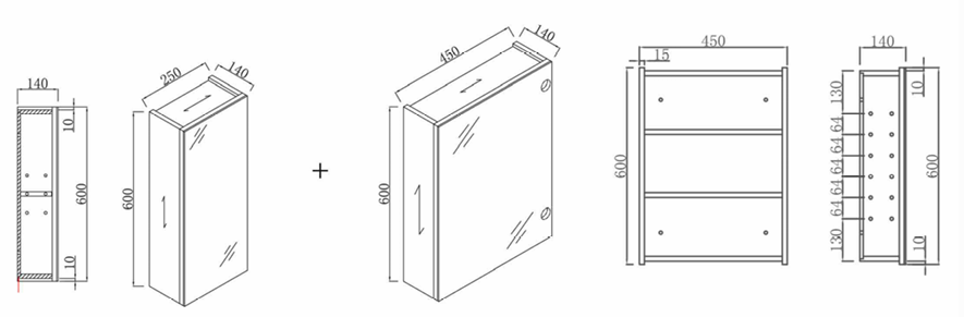Nexus 70cm Mirror Cabinet (Beige Oak)