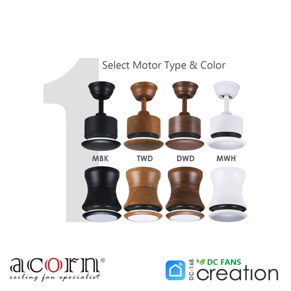 Acorn DC-168H MBK+TWD No Light Ceiling Fan