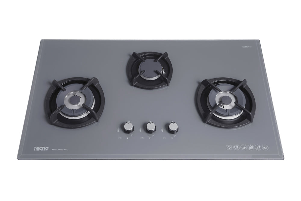 Tecno 3-Burner 88cm Glass Cooker Hob with Inferno Wok Burner Technology