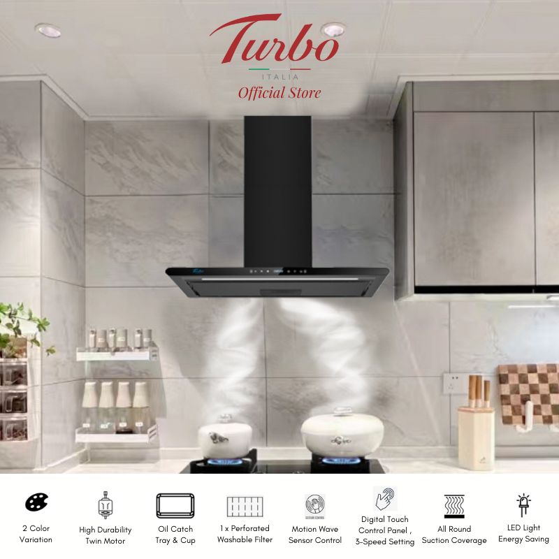 Turbo T208 Series 90cm Chimney Hood with Touch and Wave Motion Control