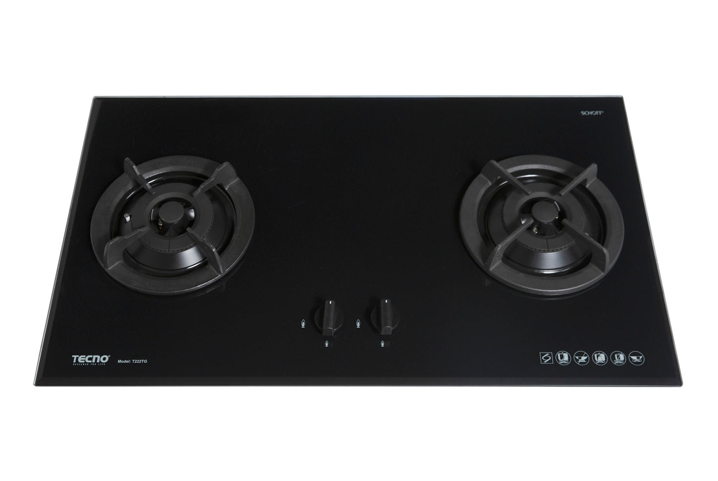 Tecno 2-Burner 86cm Tempered Glass Cooker Hob