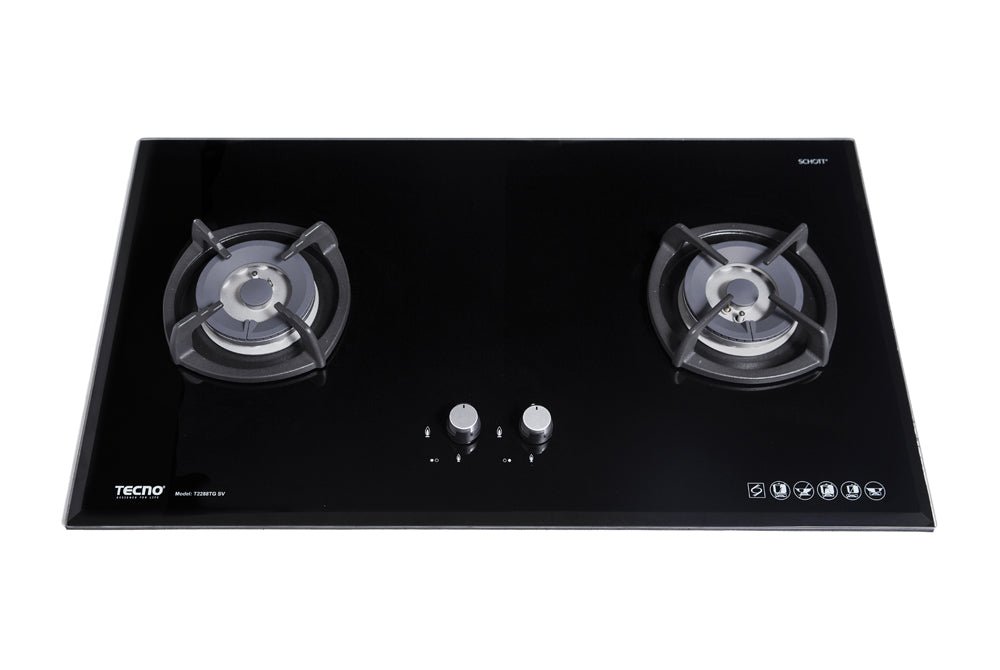 Tecno 2-Burner 88cm Glass Cooker Hob with Inferno Wok Burner Technology