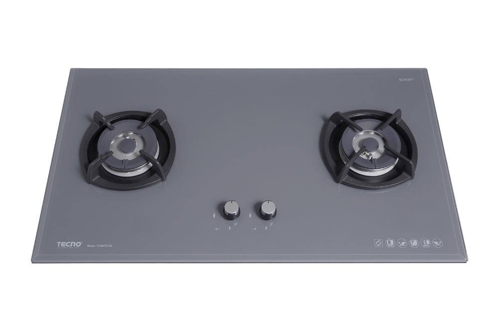 Tecno 2-Burner 88cm Glass Cooker Hob with Inferno Wok Burner Technology