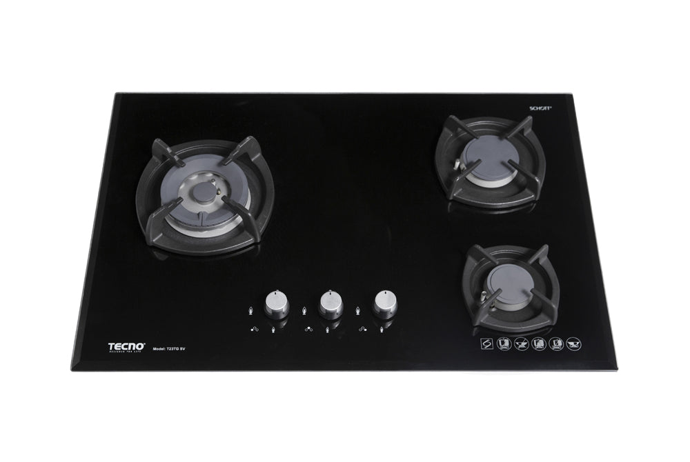 Tecno 75cm 3-Burner Glass Cooker Hob with Inferno Wok Burner Technology