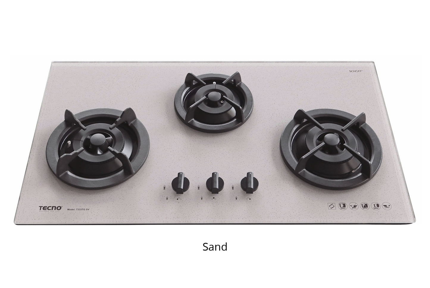 Tecno 3-Burner 86cm Tempered Glass Cooker Hob