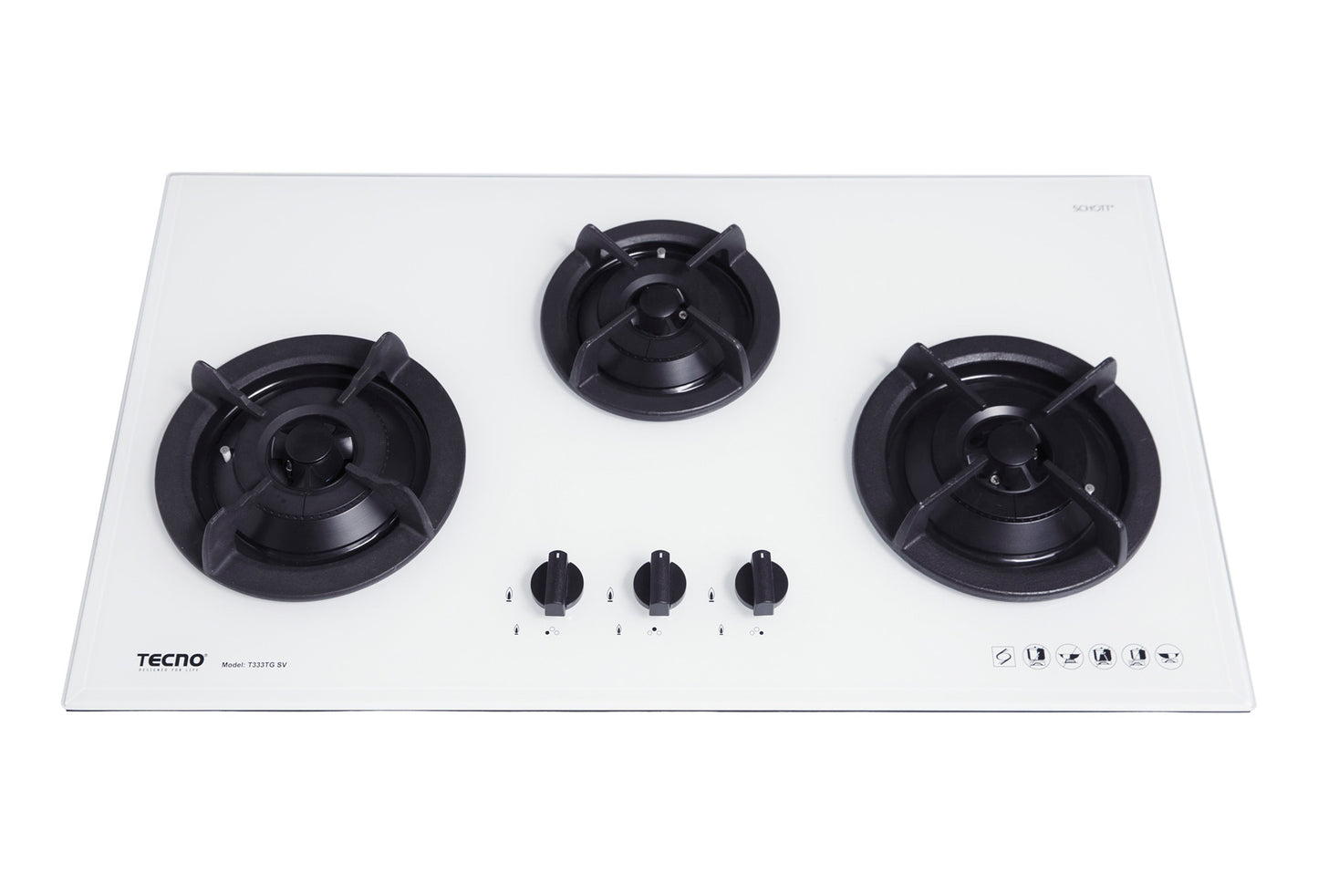 Tecno 3-Burner 86cm Tempered Glass Cooker Hob
